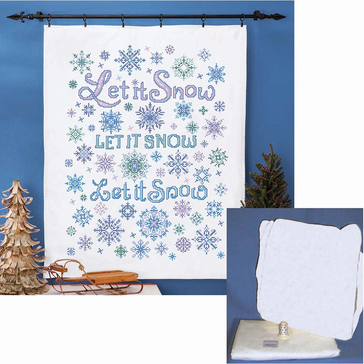 Herrschners Let It Snow Lap Quilt Set Stamped Cross-Stitch