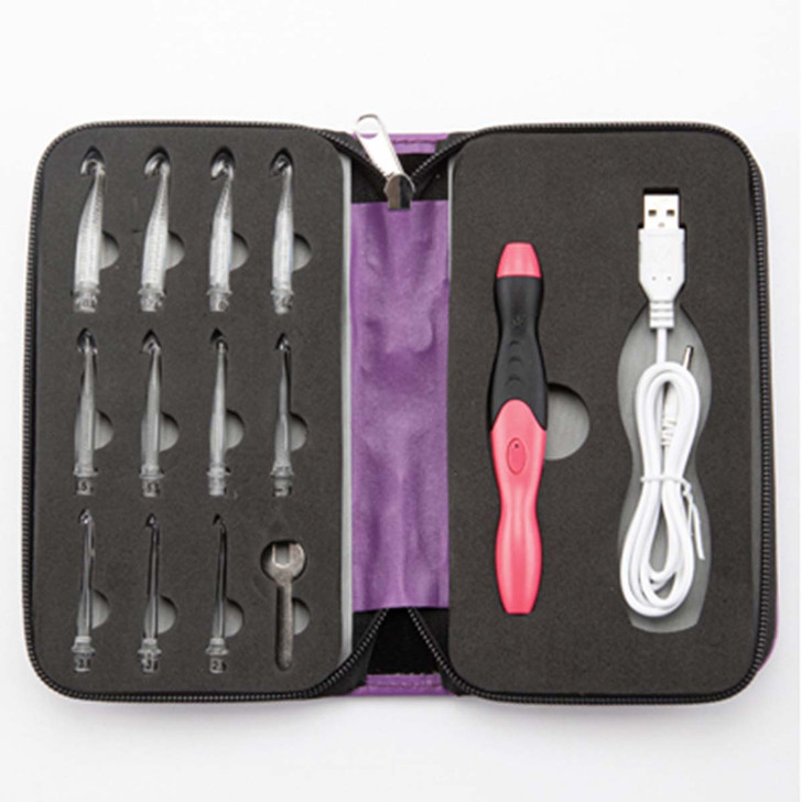 Rechargeable Light-Up Crochet Hooks with Interchangeable Heads & Case