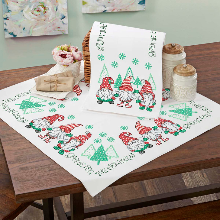 Herrschners Holiday Gnomes Table Topper & Runner Thread Kit