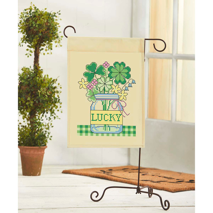 Herrschners Lucky Porch Flag Stamped Cross-Stitch Kit