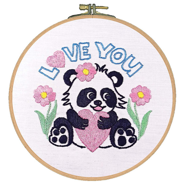 Craftways Panda with Heart Hoop Stamped Embroidery Kit