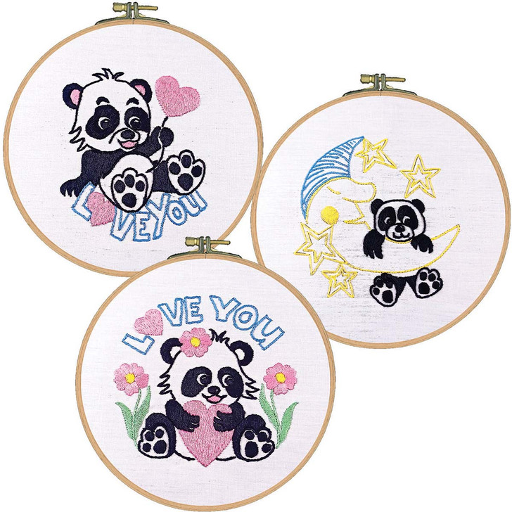 Craftways Panda Baby Hoop Set Stamped Embroidery Kit
