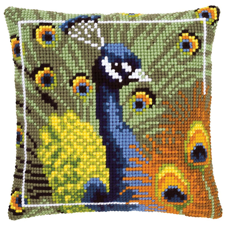 Vervaco Proud Peacock Pillow Cover Needlepoint Kit