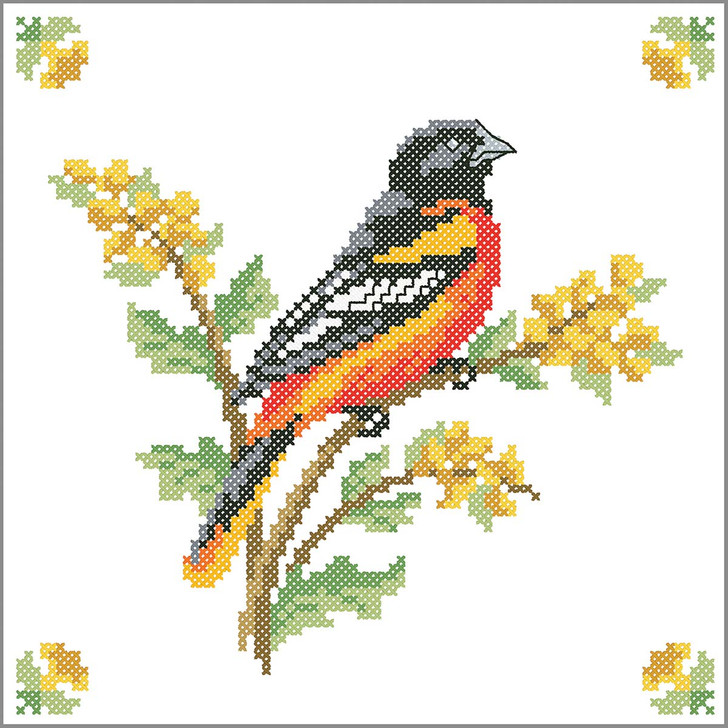 Herrschners Oriole Quilt Blocks Stamped Cross-Stitch