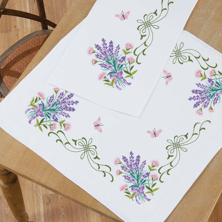 Nob Hill Lavender & Butterflies Set Stamped Embroidery