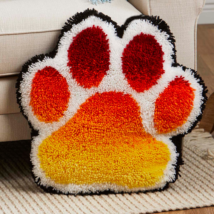 Herrschners Warm Tones Colorsplash Paw Print Latch Hook Kit