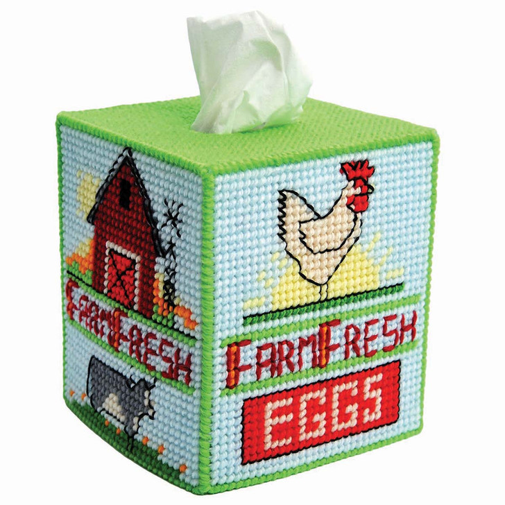 Herrschners Farm Fresh Tissue Box Plastic Canvas Kit