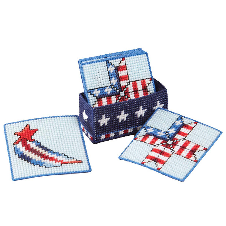 Herrschners Stars & Stripes Coasters Plastic Canvas Kit