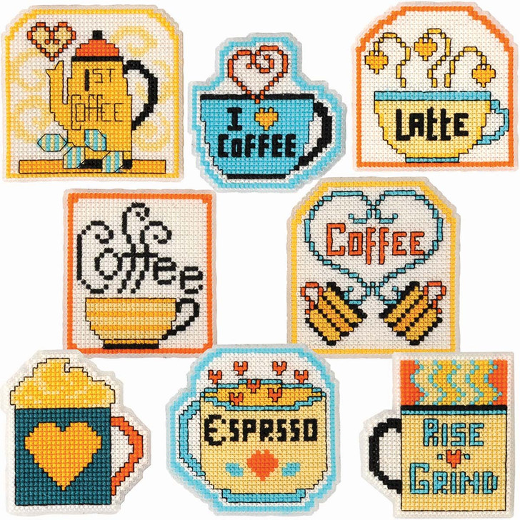 Herrschners Coffee & Tea Magnets Counted Cross-Stitch Kit