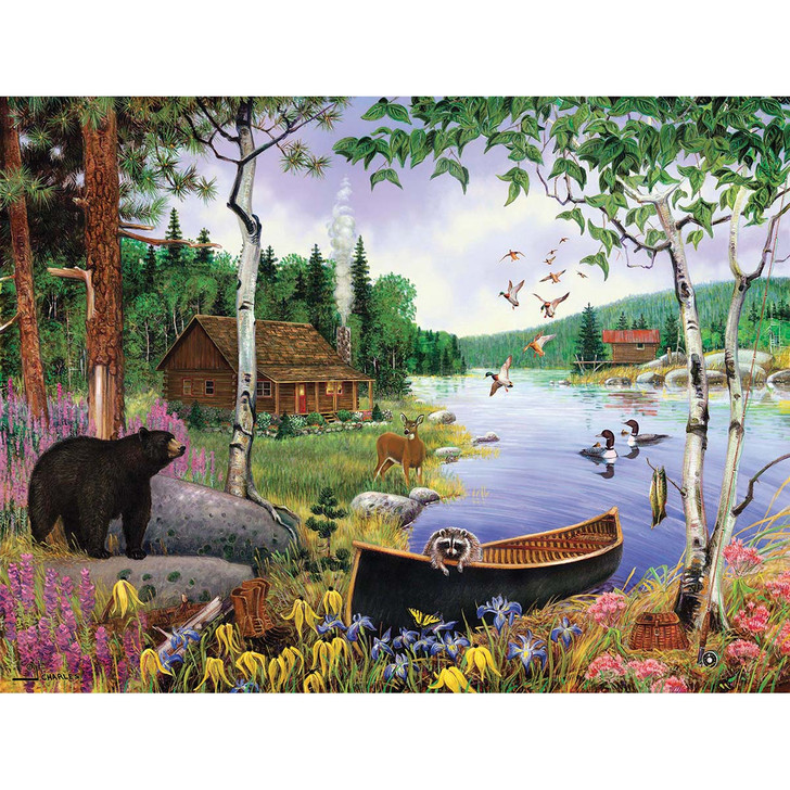 Karmin International Black Bear & Cabin Jigsaw Puzzle