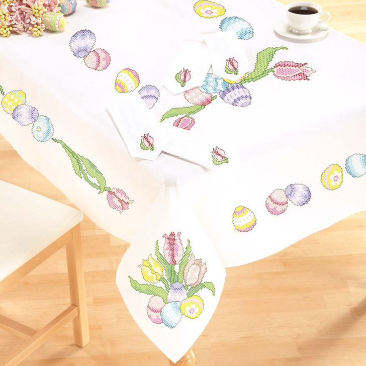 Easter Egg Delight Tablecloth 60 x 104" or 60 x 120" Thread Kit