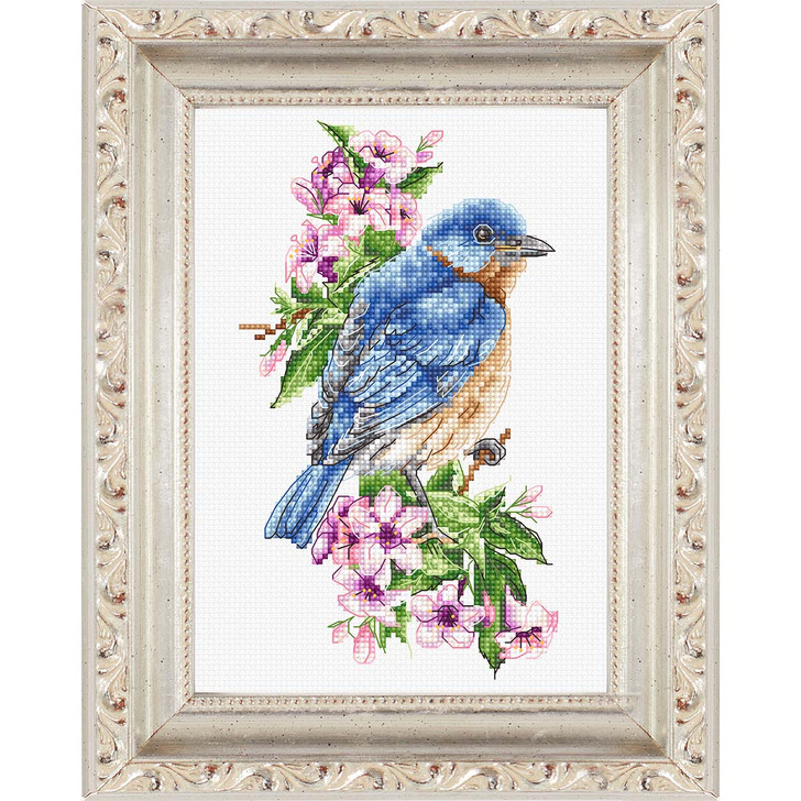 Luca-S Blue Bird on the Branch Counted Cross-Stitch Kit