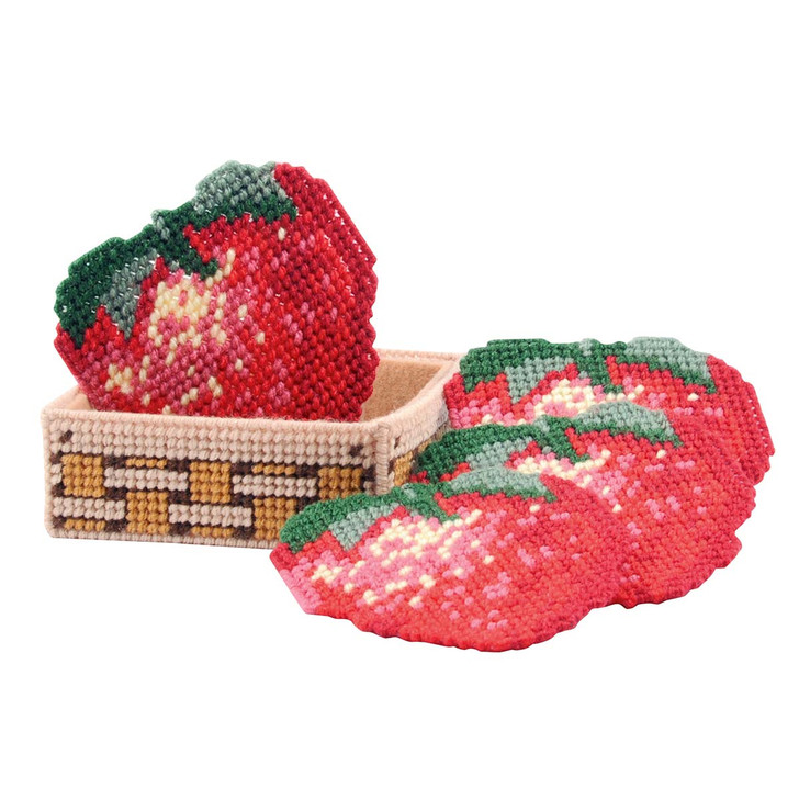 Herrschners Strawberries Coasters & Holder Plastic Canvas Paid Download