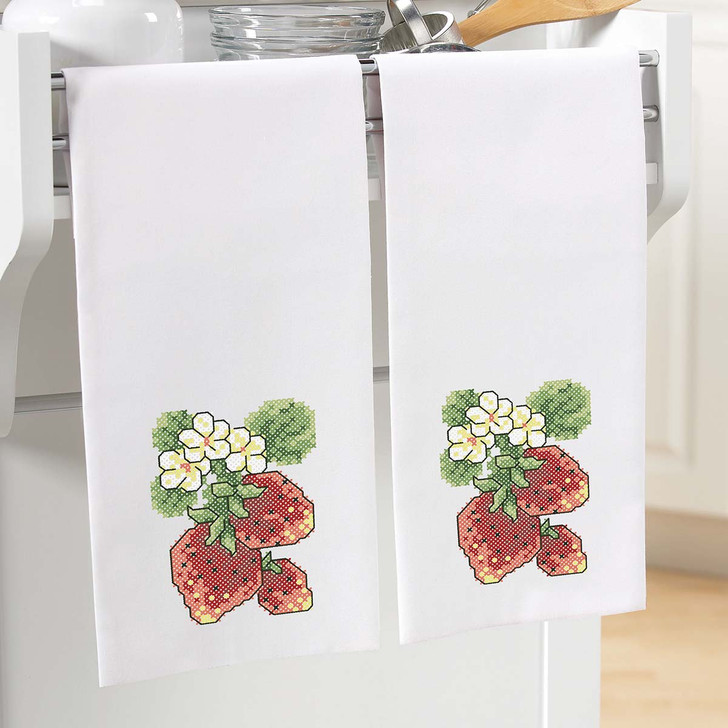 Herrschners Summer Berries Towel Pair Stamped Cross-Stitch