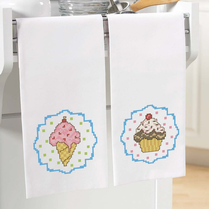 Herrschners Summer Sweets Towel Pair Stamped Cross-Stitch