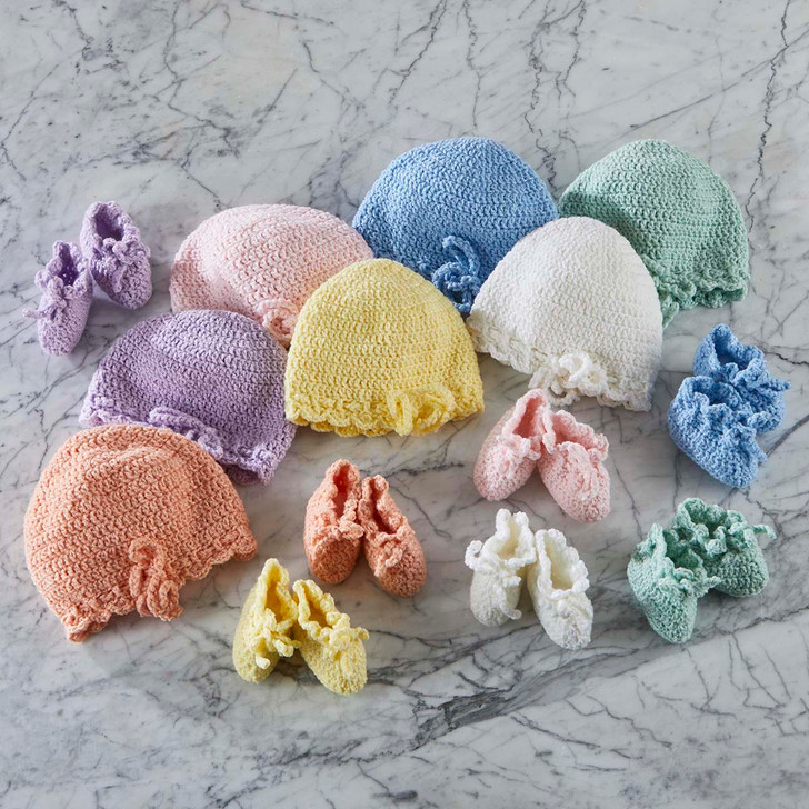 Herrschners Bashful Baby Hat & Booties Free Download