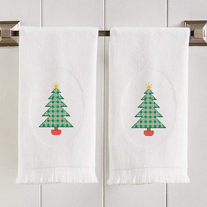 Checkered Tree Terry Towel Pair Thread Kit