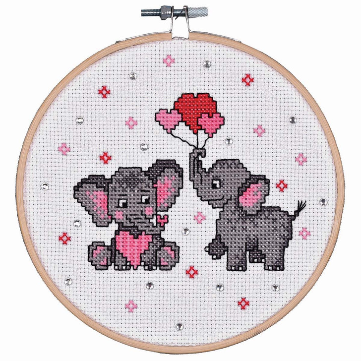 Craftways Two Elephants Hoop Counted Cross-Stitch Kit