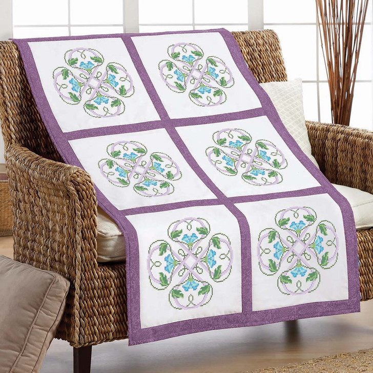 Herrschners Floral Fancy Quilt Blocks Stamped Cross-Stitch