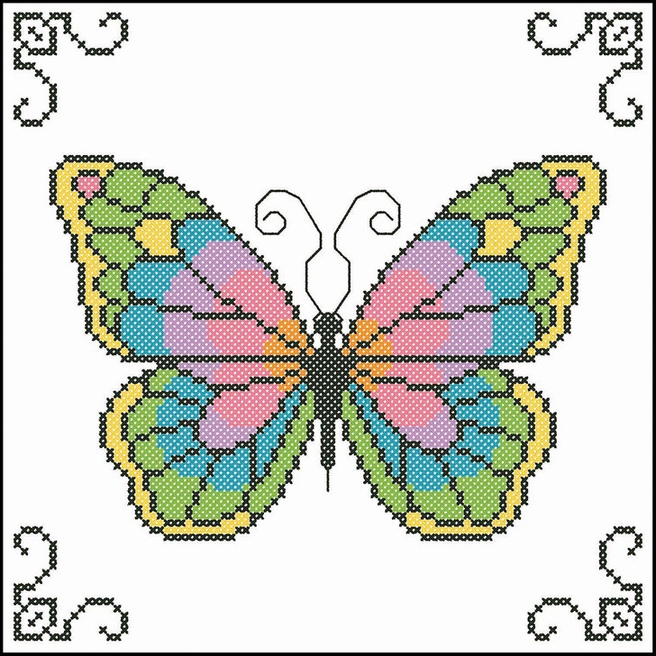 Herrschners Enchanted Butterfly Quilt Blocks Stamped Cross-Stitch