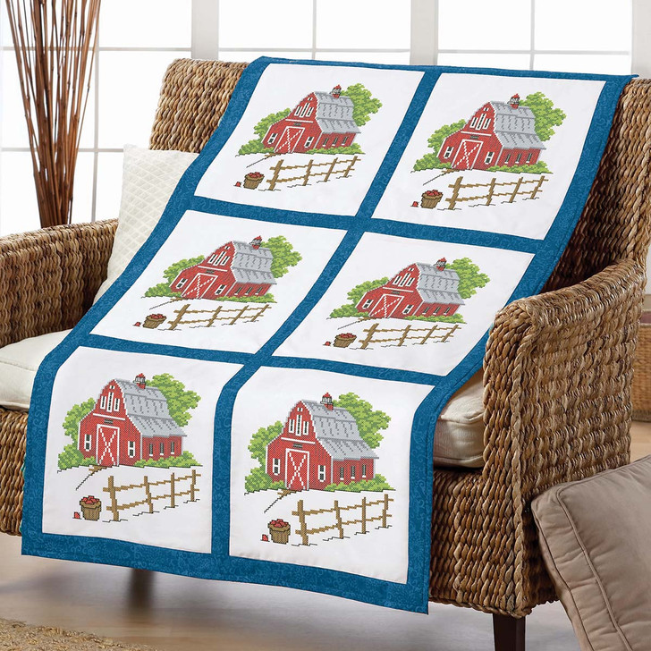 Herrschners Farm Life Quilt Blocks Stamped Cross-Stitch