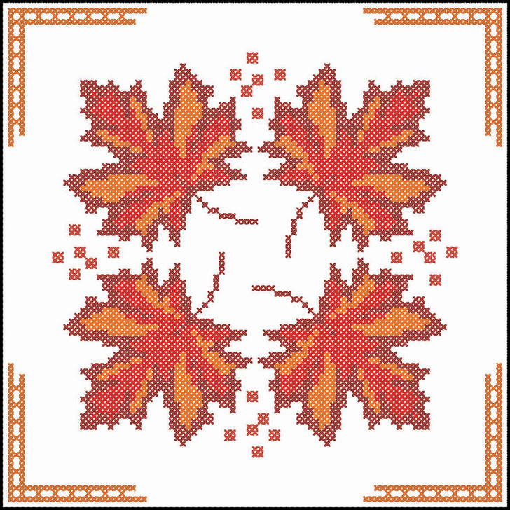 Herrschners Autumn Leaves Quilt Blocks Stamped Cross-Stitch