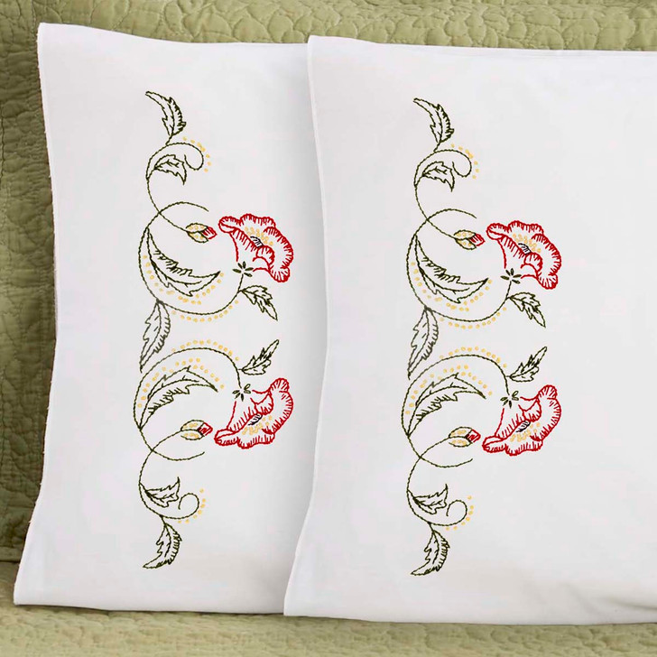 Herrschners Louisa Pillowcase Pair Stamped Embroidery