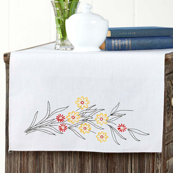 Herrschners Myra Dresser Scarf Stamped Embroidery