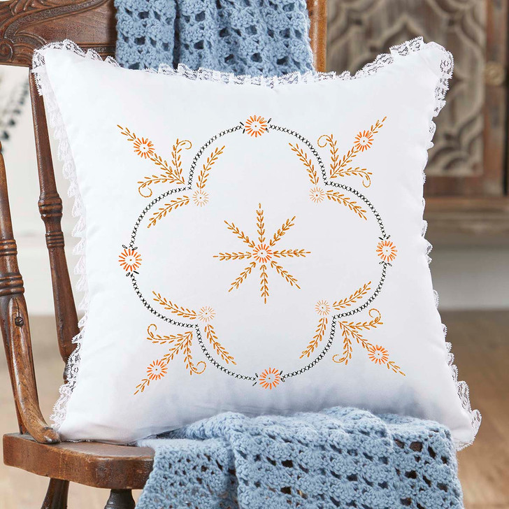 Herrschners Marian Pillow Cover Stamped Embroidery