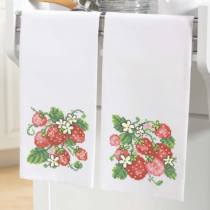 Herrschners Sweet Berry Towel Pair Stamped Cross-Stitch