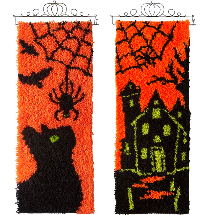 Herrschners Black Magic & Halloween Haunts Banners, Set of 2 Latch Hook Kit