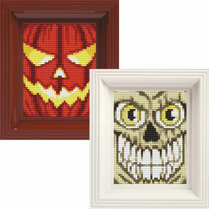 PixelHobby Jack O'Lantern & Skull Face, Set of 2 Mosaic Art Kit