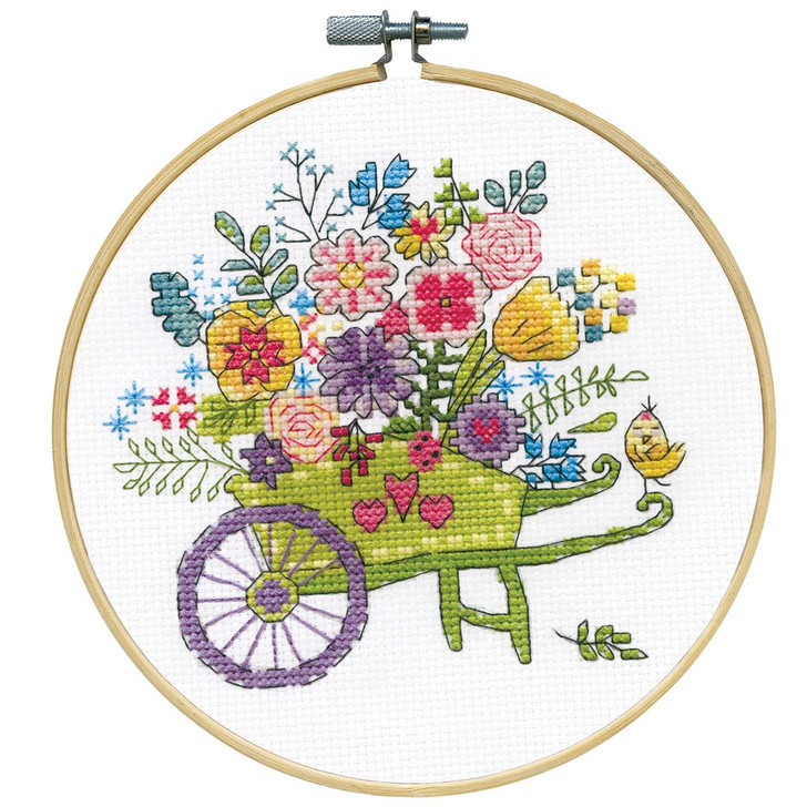 Design Works Flower Cart Hoop Counted Cross-Stitch Kit