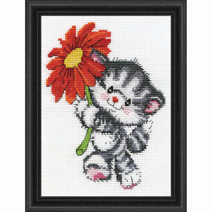 Design Works Red Daisy Cat Counted Cross-Stitch Kit