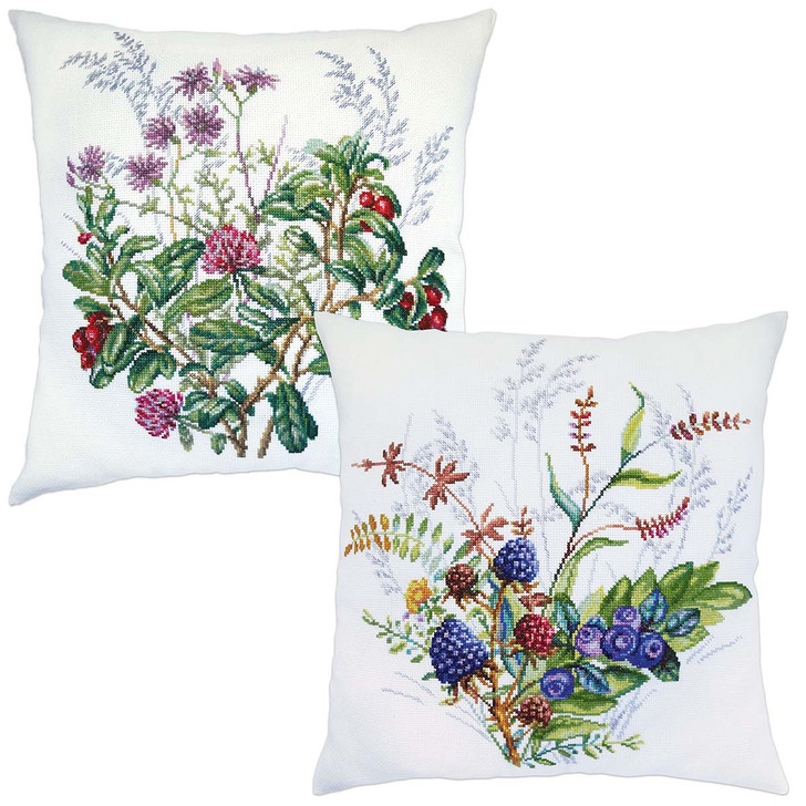 Vervaco Forest Bouquet & Berries Pillow Cover Set Counted Cross-Stitch