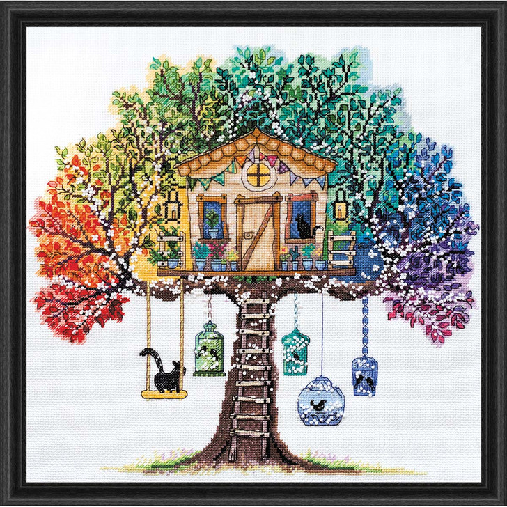 Abris Art Cat House Kit & Frame Counted Cross-Stitch