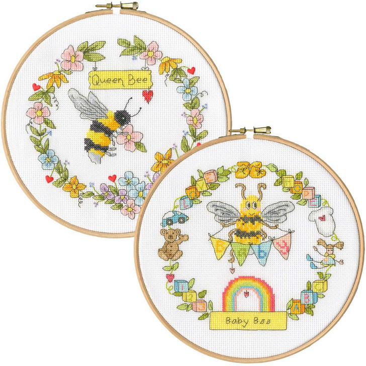 Bothy Threads Queen Bee & Baby Bee Hoop Set Counted Cross-Stitch