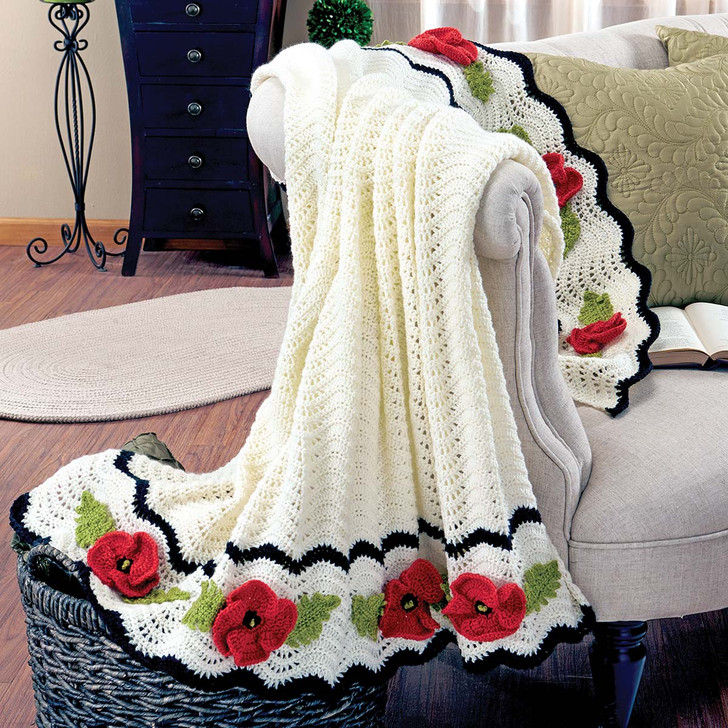 Herrschners Poppy Ripple Afghan Crochet Kit