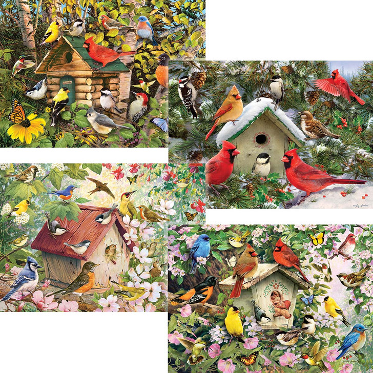 Cobble Hill Floral Birdhouses, Set of 4 Jigsaw Puzzle