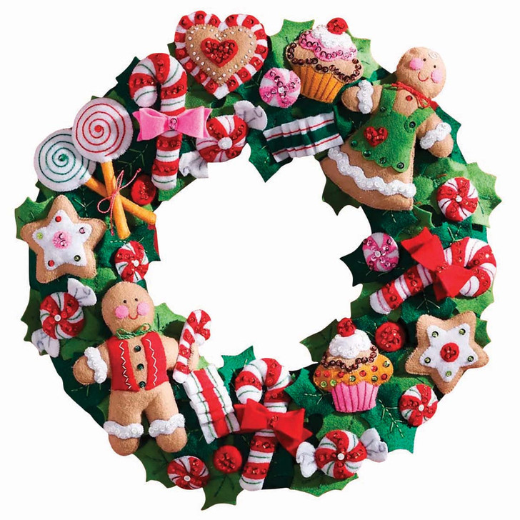 Bucilla Cookies & Candy Wreath Felt & Sequin Kit