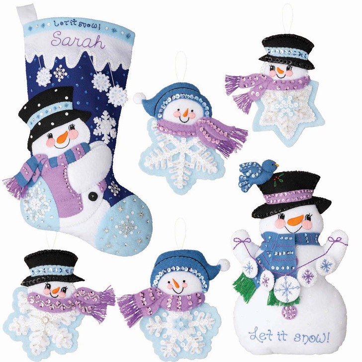 Bucilla Let it Snow Snowman Ensemble Felt & Sequin Kit