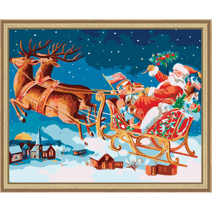 Herrschners Vintage Santa Kit & Frame Paint by Number Kit