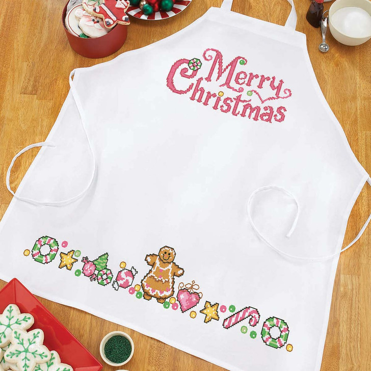 Herrschners Candy Christmas Apron Stamped Cross-Stitch