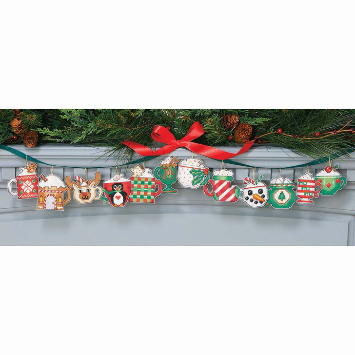 Herrschners Peppermint Mug Garland Counted Cross-Stitch Kit