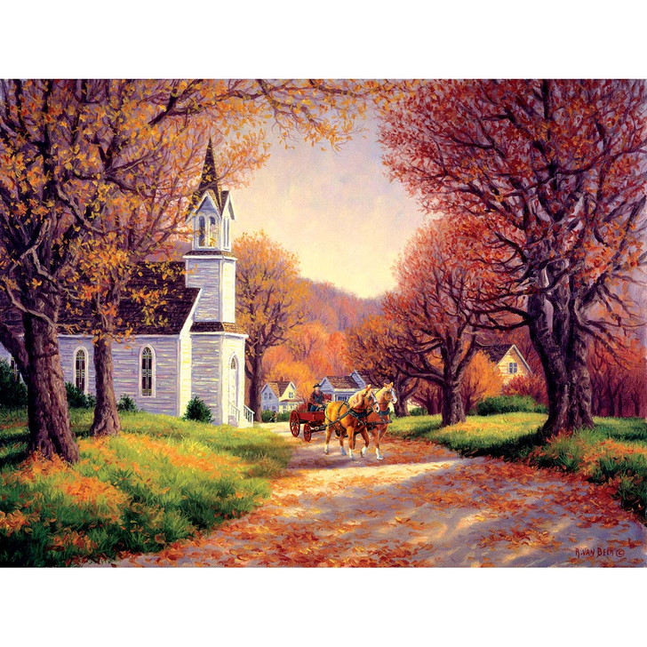 SunsOut Road by the Church Jigsaw Puzzle