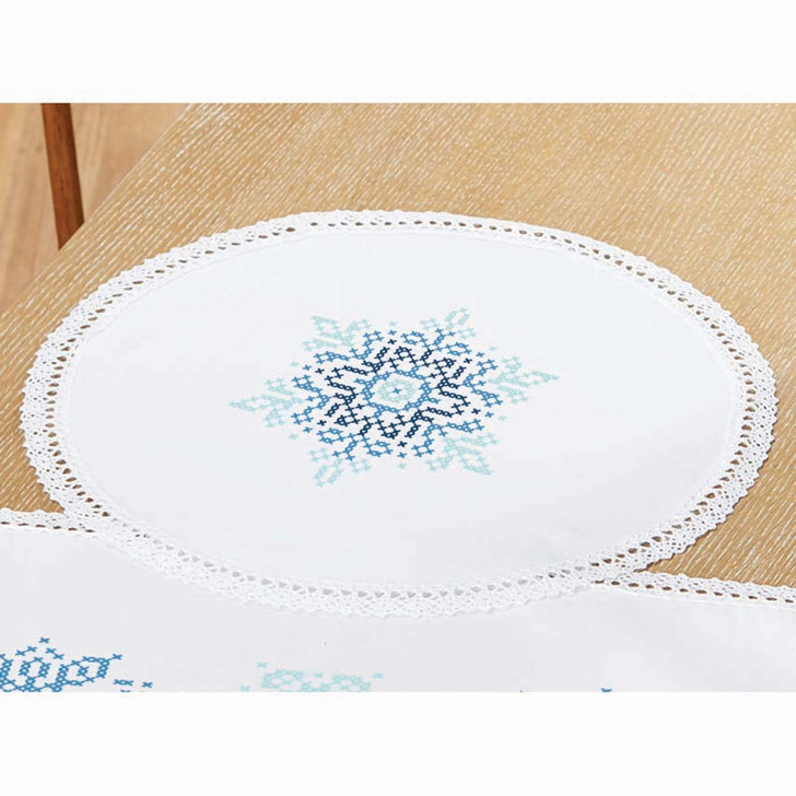 Herrschners Snow Crystals Doily Stamped Cross-Stitch