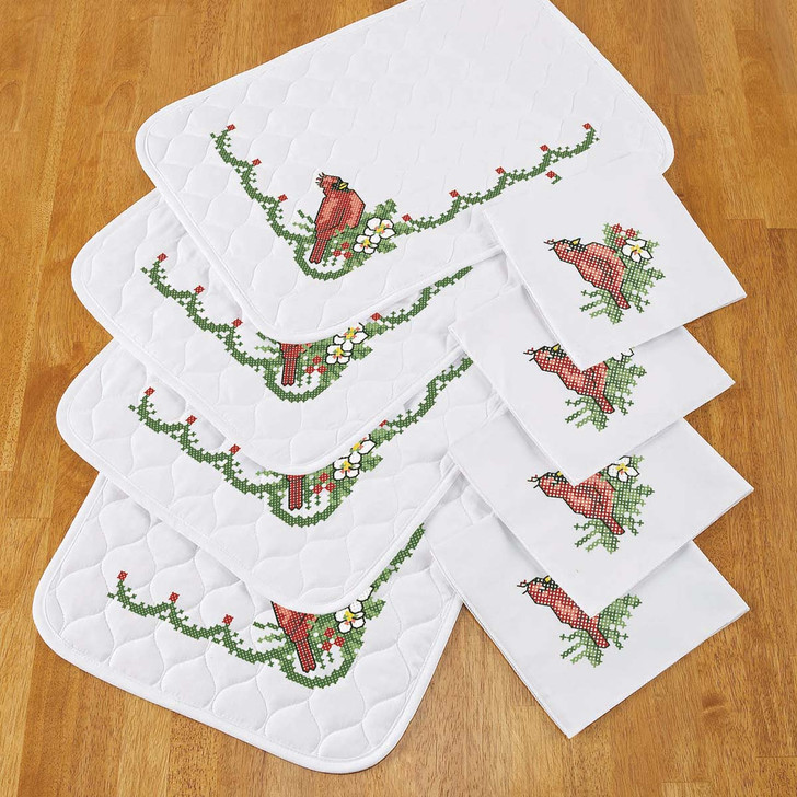 Herrschners Woodland Christmas Placemat & Napkins Stamped Cross-Stitch