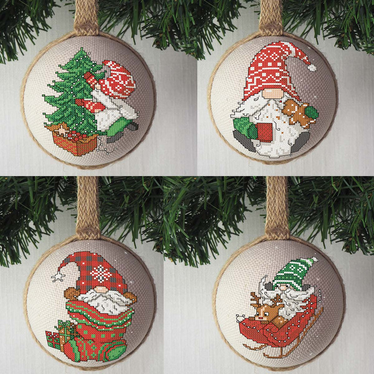Craftways Gnomes Christmas Ornament Covers Counted Cross-Stitch Kit