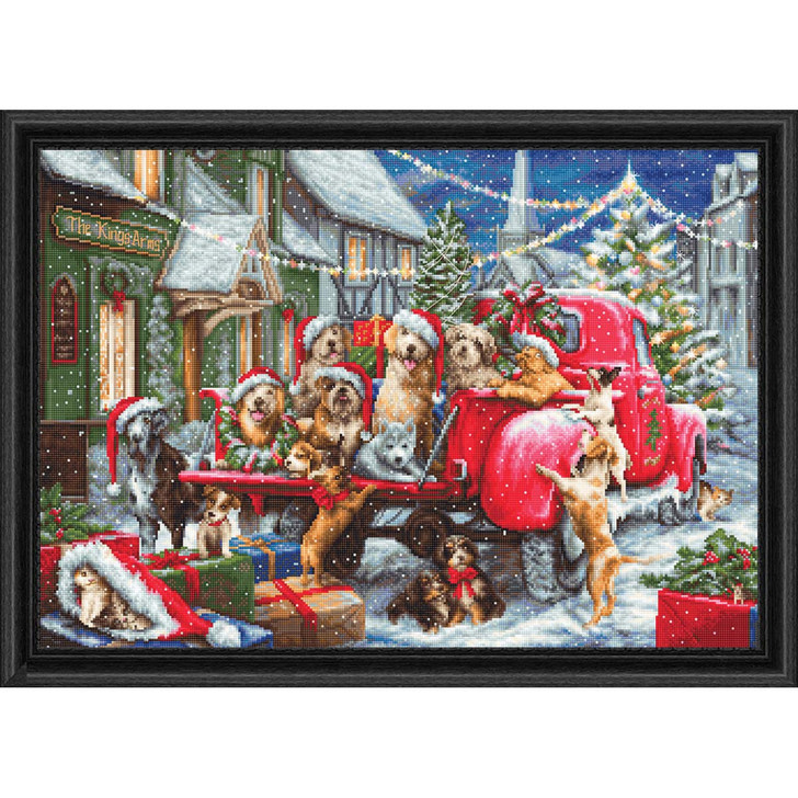 Luca-S Puppies Christmas Kit & Frame Counted Cross-Stitch