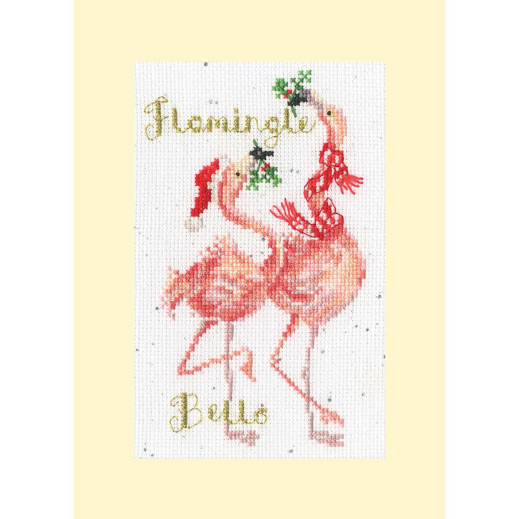 Bothy Threads Flamingle Bells Christmas Greeting Card Counted Cross-Stitch Kit